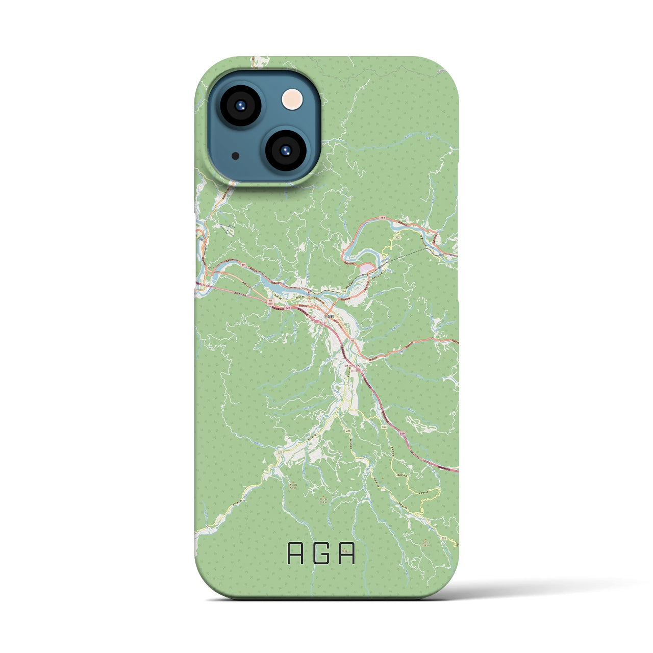 【阿賀（新潟県）】地図柄iPhoneケース（バックカバータイプ）