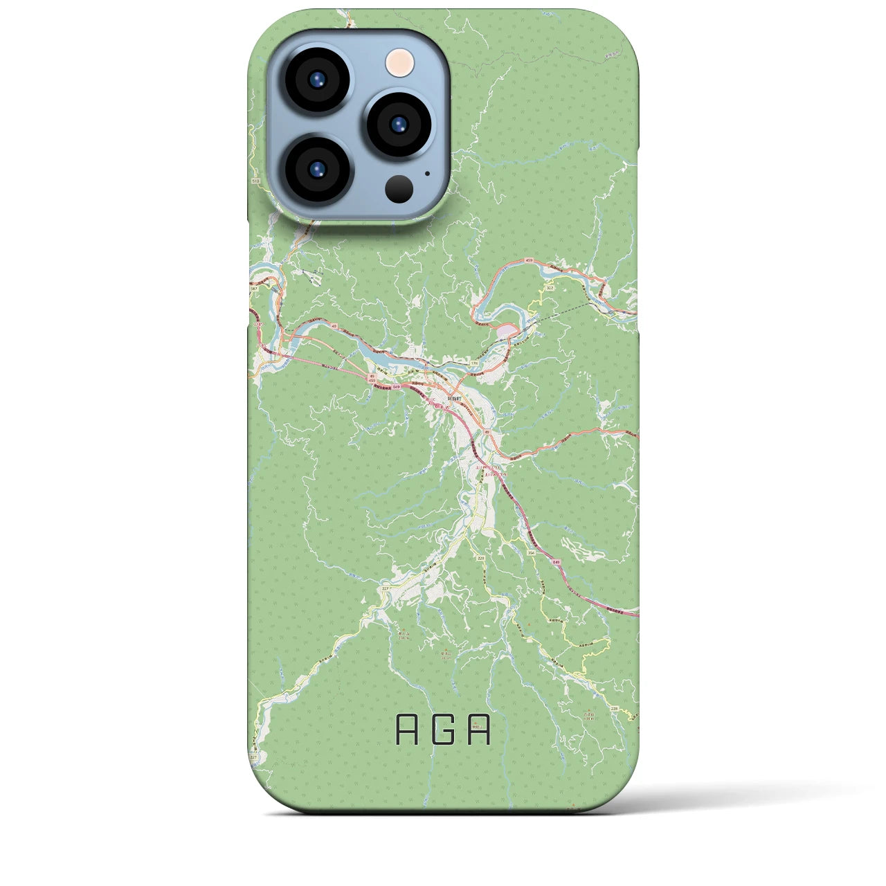 【阿賀（新潟県）】地図柄iPhoneケース（バックカバータイプ）