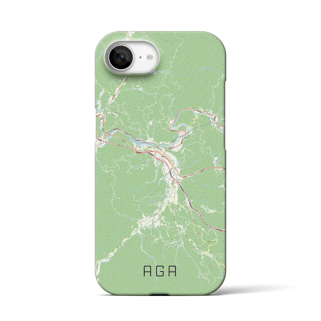 【阿賀（新潟県）】地図柄iPhoneケース（バックカバータイプ）
