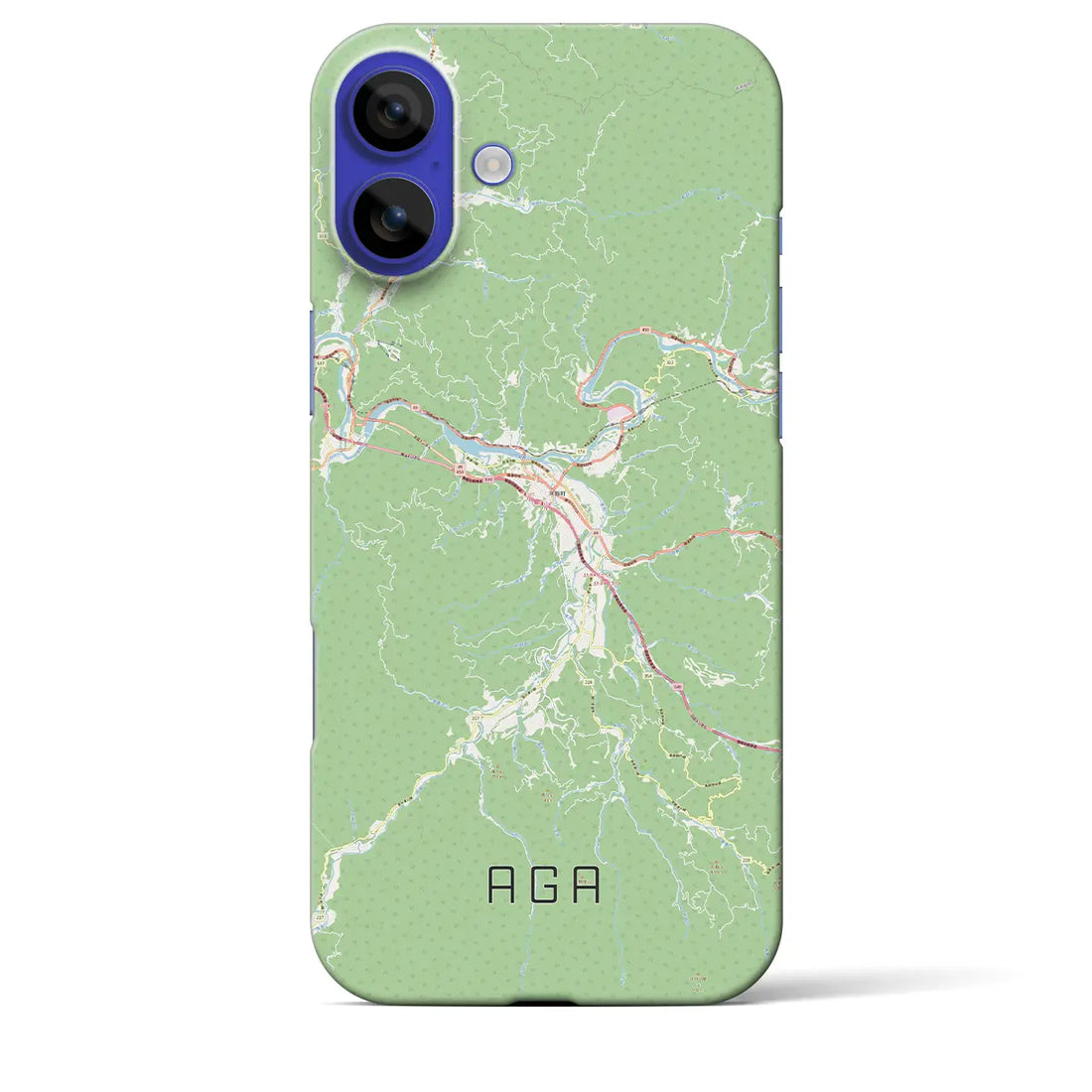 【阿賀（新潟県）】地図柄iPhoneケース（バックカバータイプ）ブラック・iPhone 16 Pro Max 用
