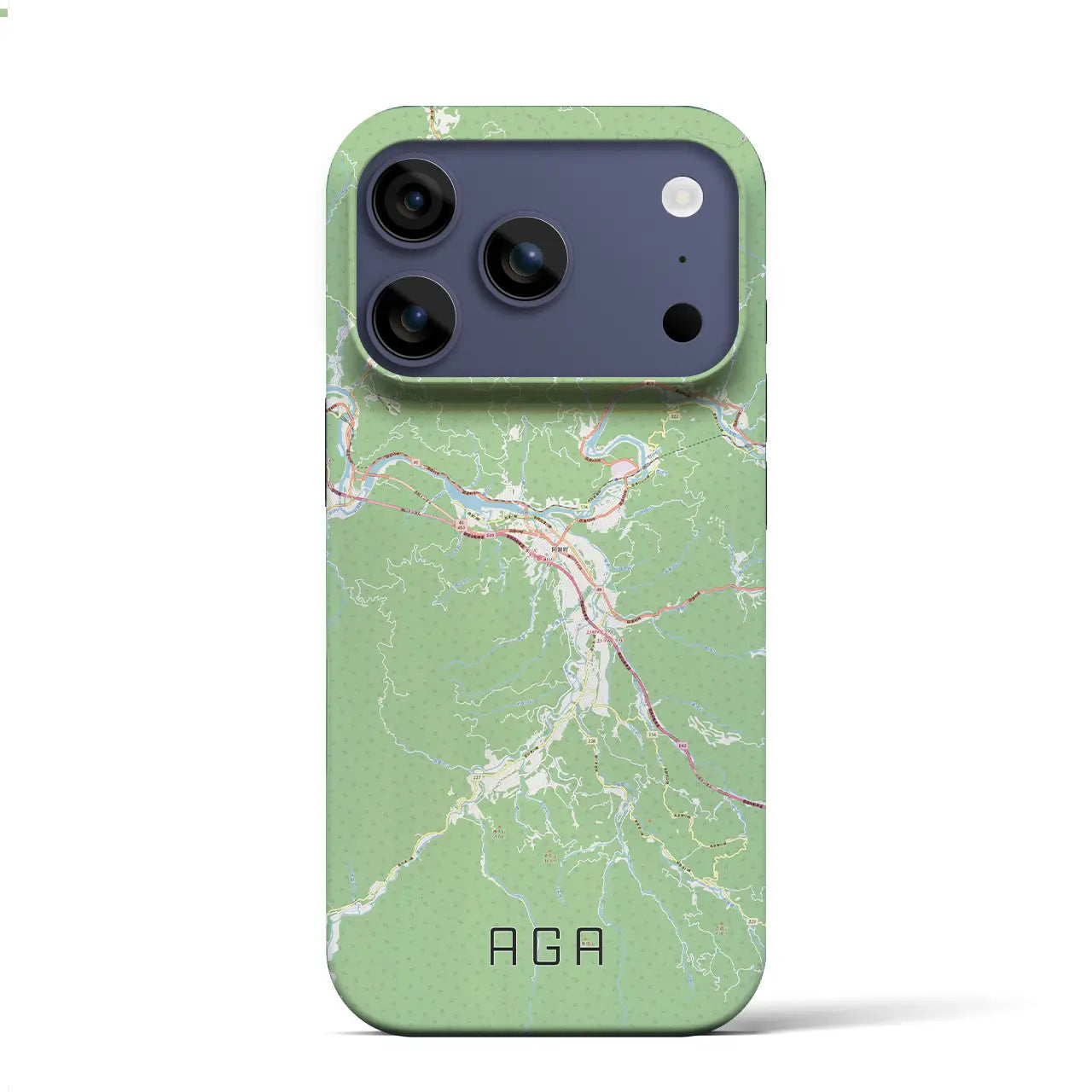 【阿賀（新潟県）】地図柄iPhoneケース（バックカバータイプ）ブラック・iPhone 17 Pro Max 用