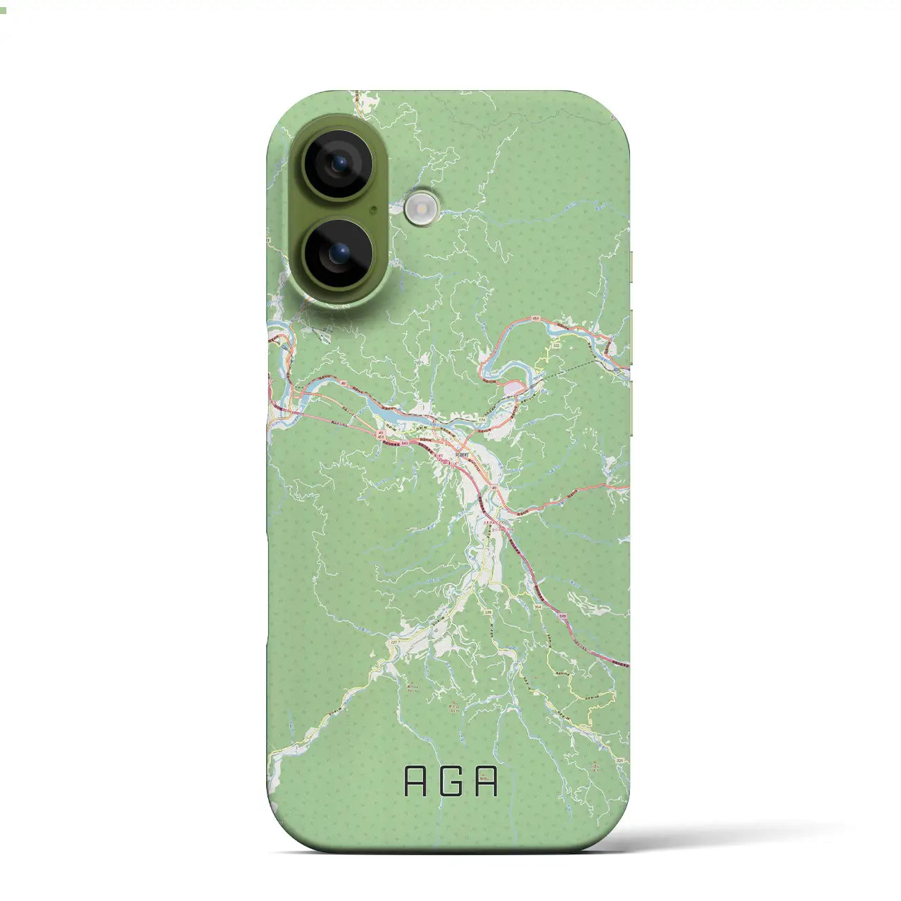 【阿賀（新潟県）】地図柄iPhoneケース（バックカバータイプ）