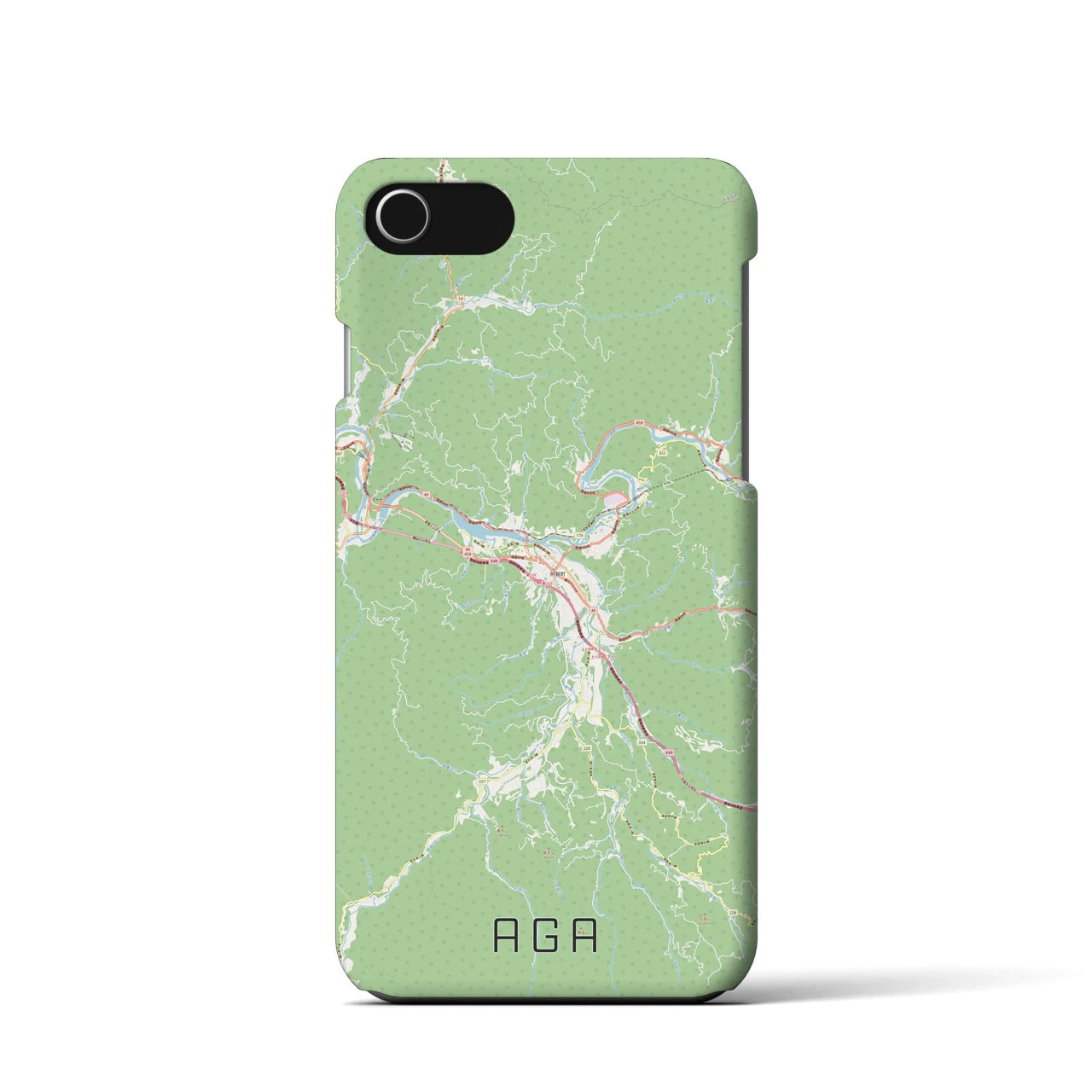 【阿賀（新潟県）】地図柄iPhoneケース（バックカバータイプ）