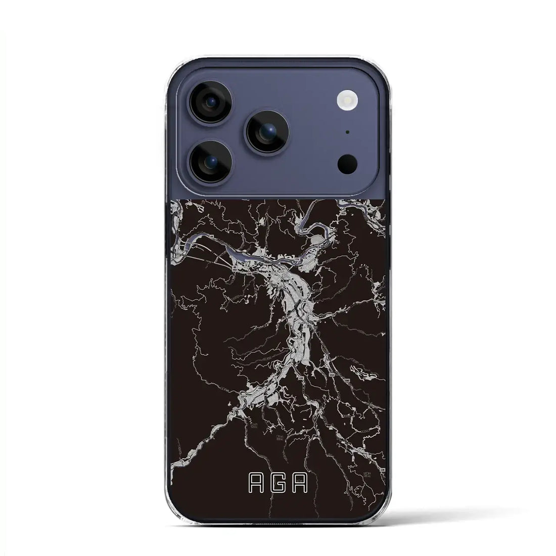 【阿賀(新潟県)】地図柄iPhoneケース(クリアタイプ)モノトーン・iPhone 17 Pro Max 用