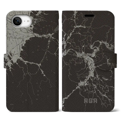 【阿賀（新潟県）】地図柄iPhoneケース（手帳タイプ）