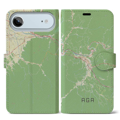 【阿賀（新潟県）】地図柄iPhoneケース（手帳タイプ）