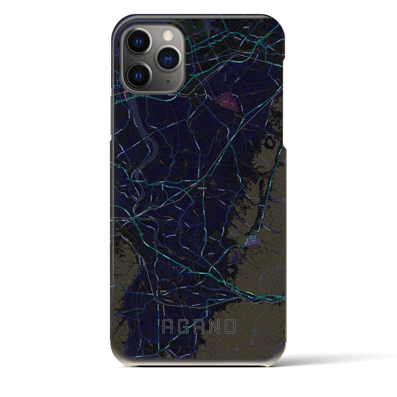 【阿賀野（新潟県）】地図柄iPhoneケース（バックカバータイプ）