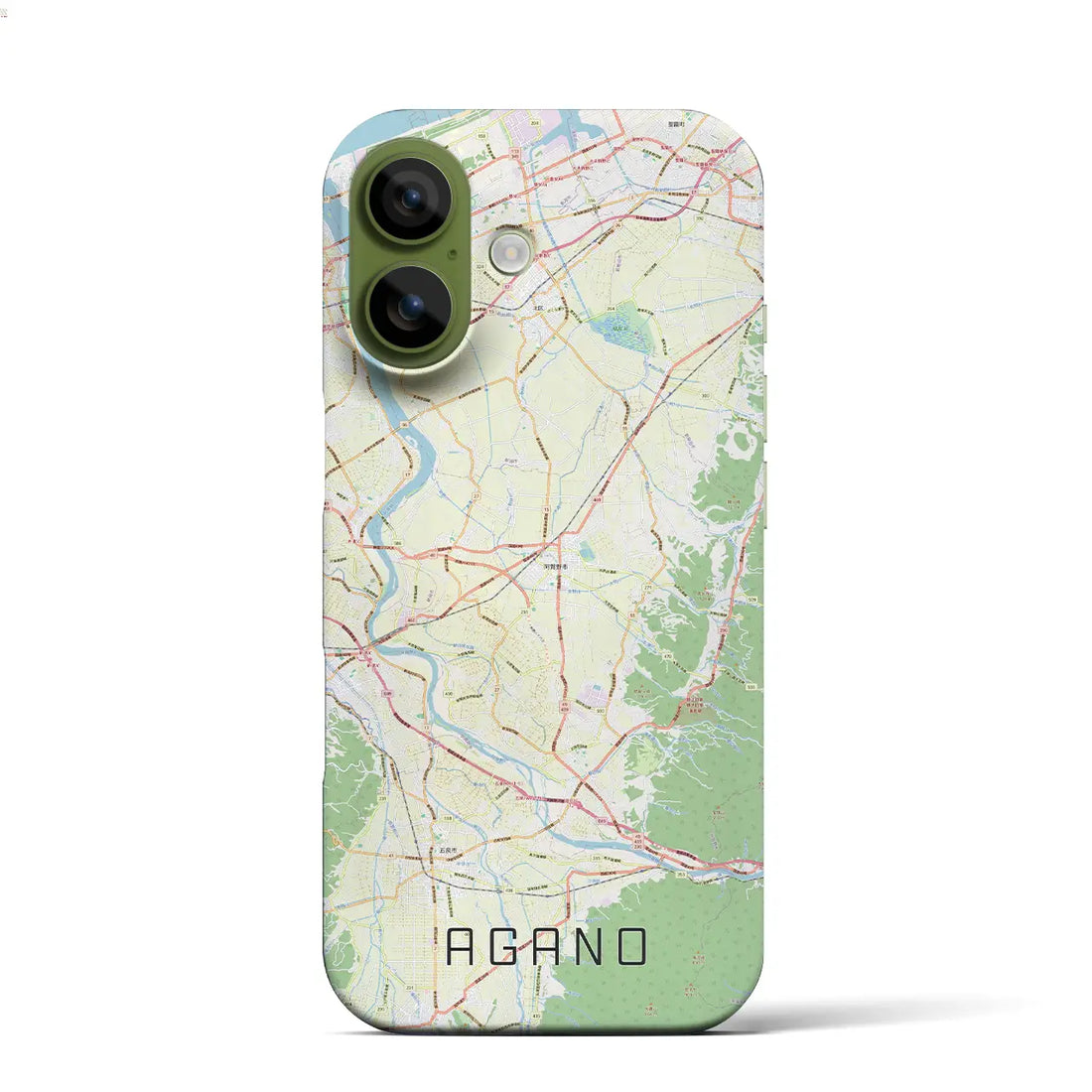 【阿賀野(新潟県)】地図柄iPhoneケース(バックカバータイプ)ブラック・iPhone 17 Pro Max 用