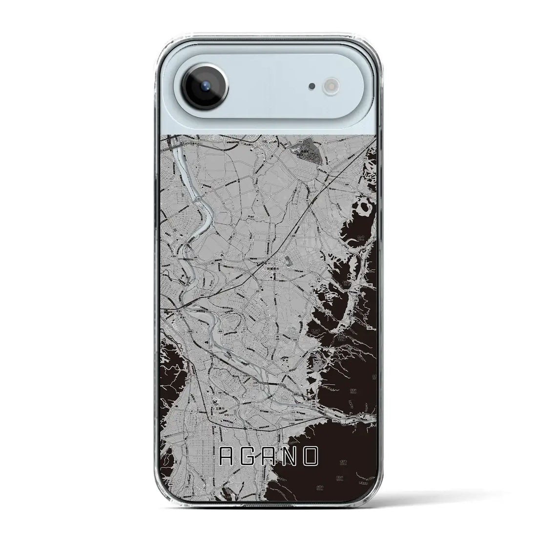 【阿賀野(新潟県)】地図柄iPhoneケース(クリアタイプ)モノトーン・iPhone 17 Pro Max 用