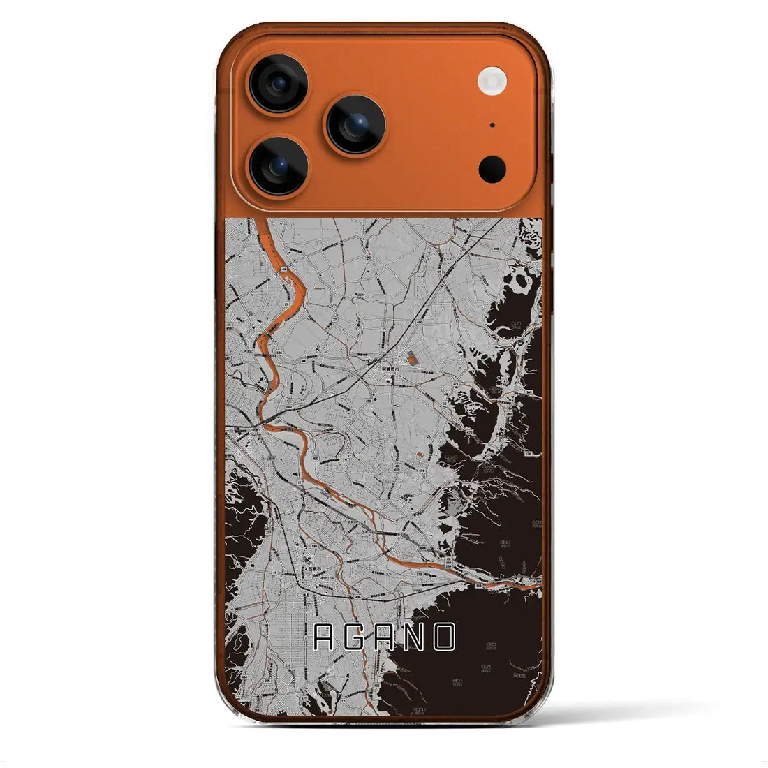 【阿賀野（新潟県）】地図柄iPhoneケース（クリアタイプ）