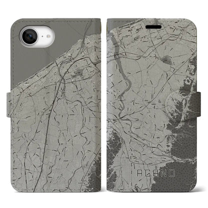 【阿賀野（新潟県）】地図柄iPhoneケース（手帳タイプ）