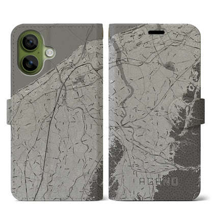 【阿賀野（新潟県）】地図柄iPhoneケース（手帳タイプ）