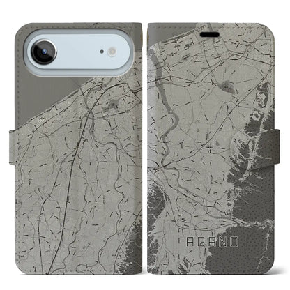 【阿賀野（新潟県）】地図柄iPhoneケース（手帳タイプ）