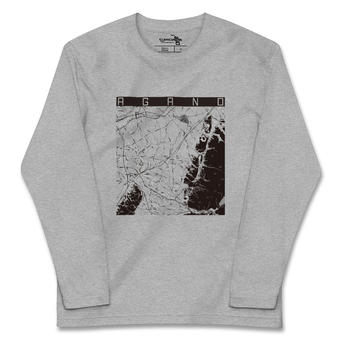 【阿賀野（新潟県）】地図柄ロングスリーブTシャツ