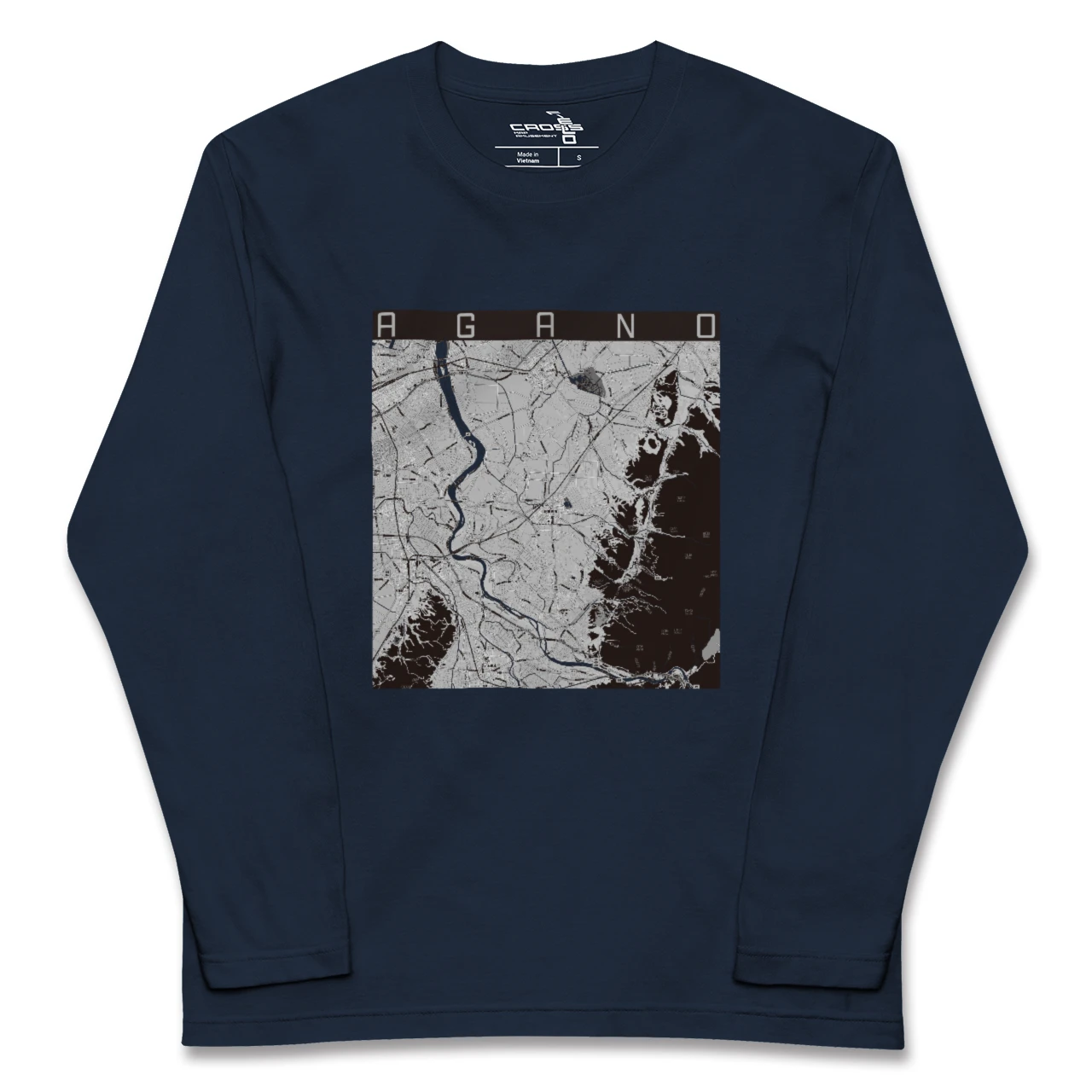 【阿賀野（新潟県）】地図柄ロングスリーブTシャツ