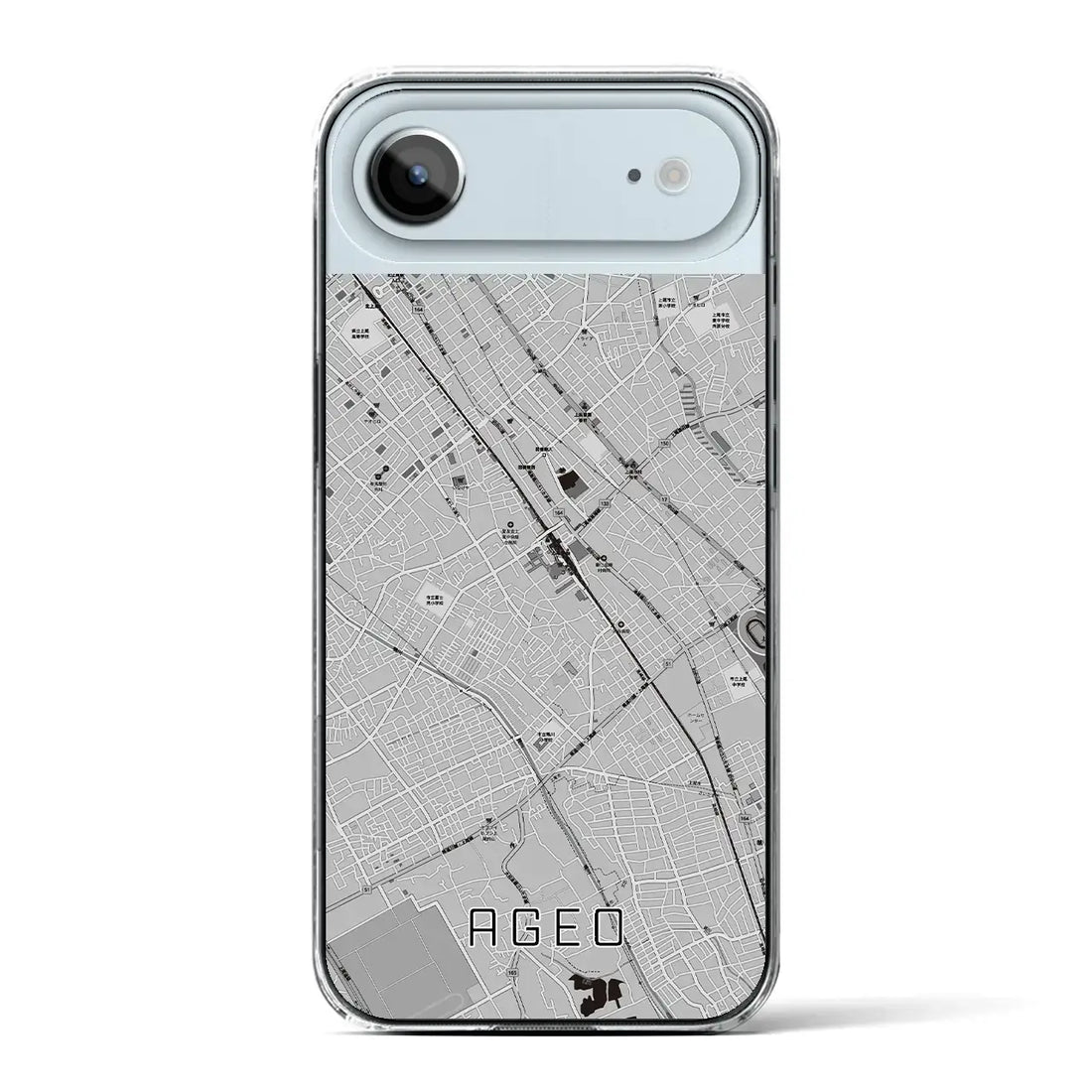 【上尾(埼玉県)】地図柄iPhoneケース(クリアタイプ)モノトーン・iPhone 17 Pro Max 用