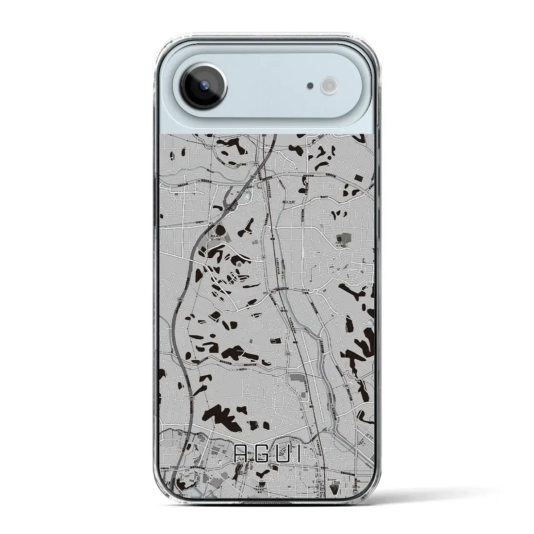 【阿久比(愛知県)】地図柄iPhoneケース(クリアタイプ)モノトーン・iPhone 17 Pro Max 用