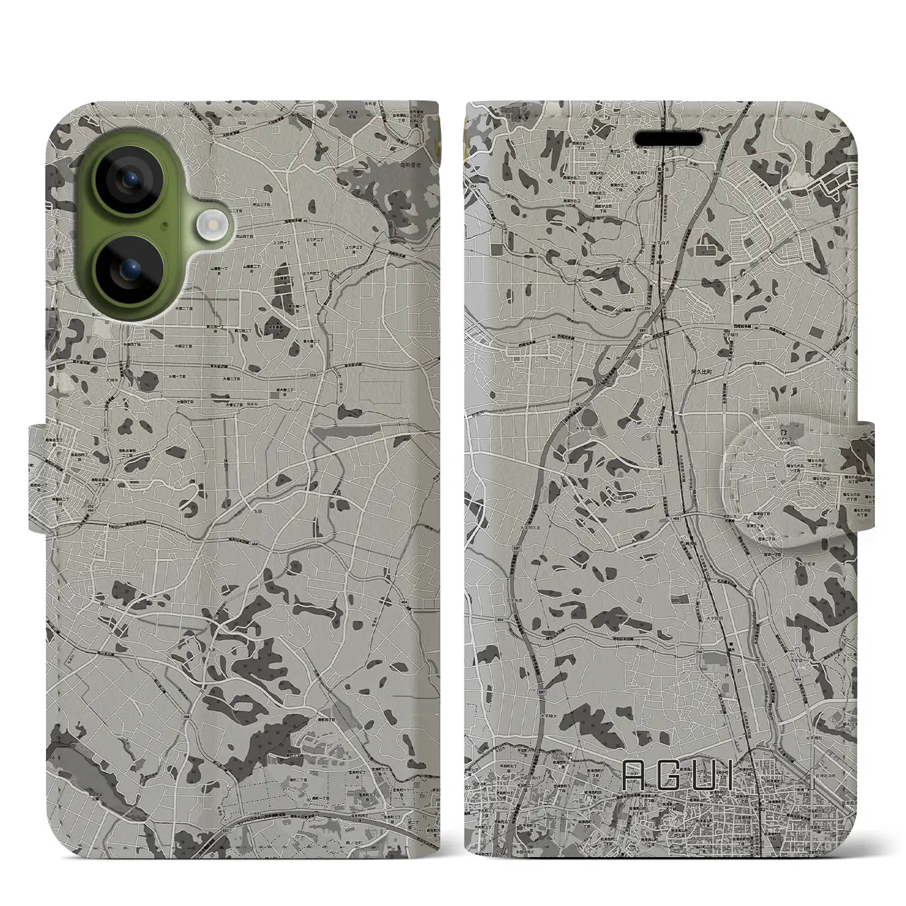 【阿久比（愛知県）】地図柄iPhoneケース（手帳タイプ）