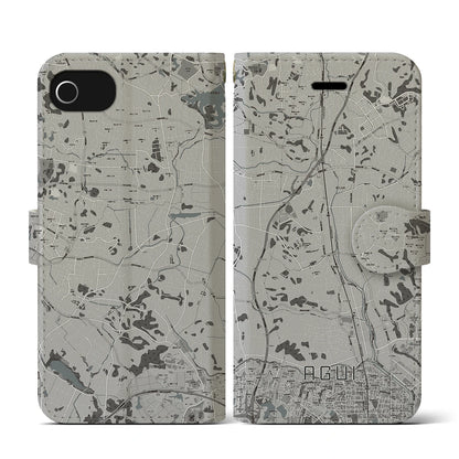 【阿久比（愛知県）】地図柄iPhoneケース（手帳タイプ）モノトーン・iPhone SE（第3 / 第2世代） / 8 / 7 / 6s / 6 用