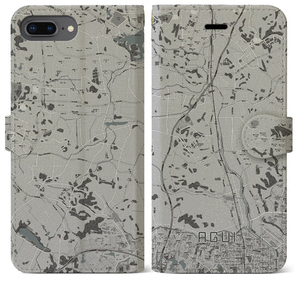 【阿久比（愛知県）】地図柄iPhoneケース（手帳タイプ）モノトーン・iPhone 8Plus /7Plus / 6sPlus / 6Plus 用