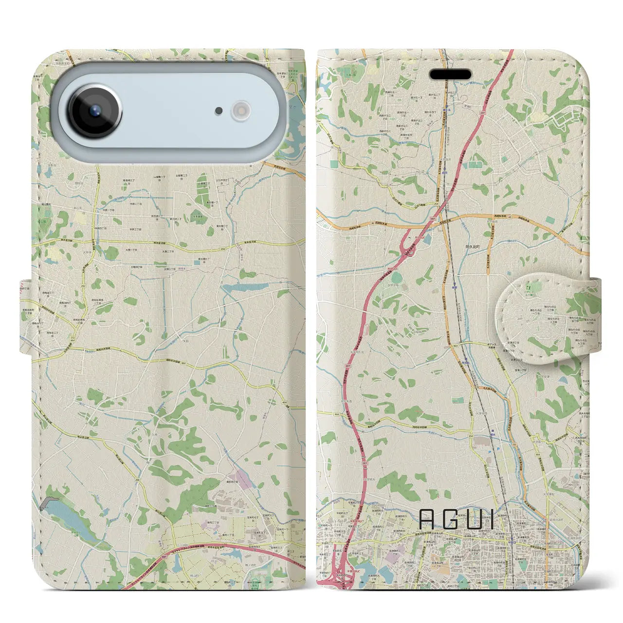 【阿久比（愛知県）】地図柄iPhoneケース（手帳タイプ）