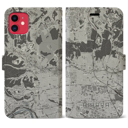【相原（東京都）】地図柄iPhoneケース（手帳タイプ）モノトーン・iPhone 11 用