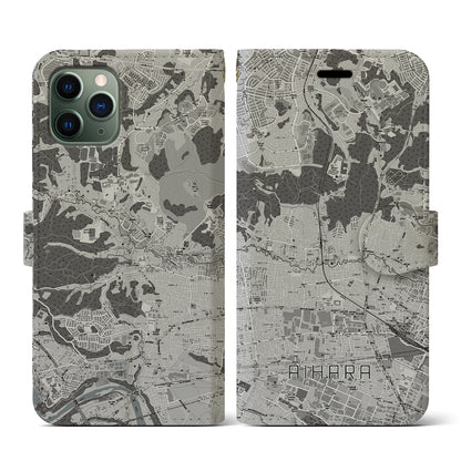 【相原（東京都）】地図柄iPhoneケース（手帳タイプ）モノトーン・iPhone 11 Pro 用