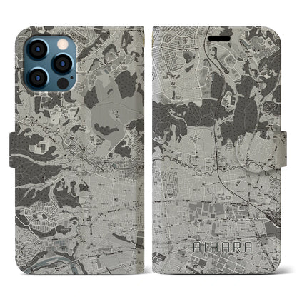 【相原（東京都）】地図柄iPhoneケース（手帳タイプ）モノトーン・iPhone 12 / 12 Pro 用