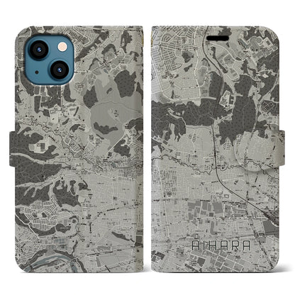 【相原（東京都）】地図柄iPhoneケース（手帳タイプ）モノトーン・iPhone 13 用