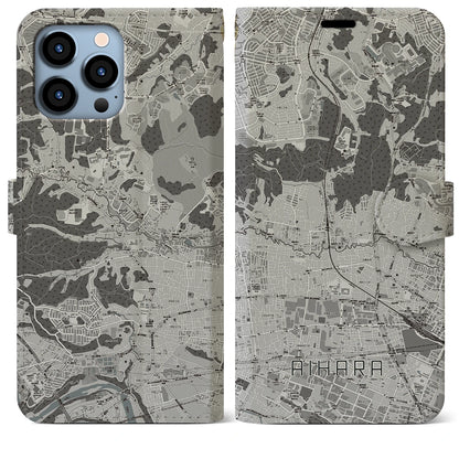 【相原（東京都）】地図柄iPhoneケース（手帳タイプ）モノトーン・iPhone 13 Pro Max 用