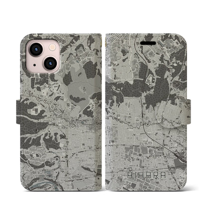 【相原（東京都）】地図柄iPhoneケース（手帳タイプ）モノトーン・iPhone 13 mini 用