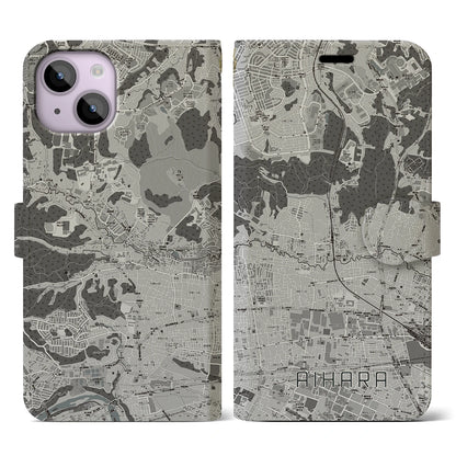 【相原（東京都）】地図柄iPhoneケース（手帳タイプ）モノトーン・iPhone 14 用