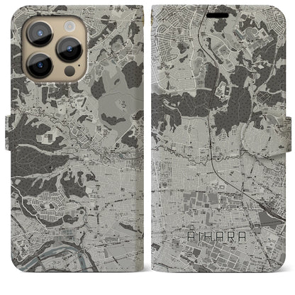 【相原（東京都）】地図柄iPhoneケース（手帳タイプ）モノトーン・iPhone 14 Pro Max 用