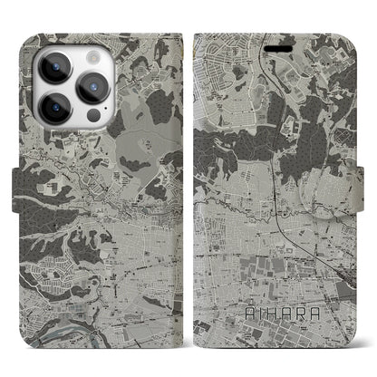 【相原（東京都）】地図柄iPhoneケース（手帳タイプ）モノトーン・iPhone 14 Pro 用