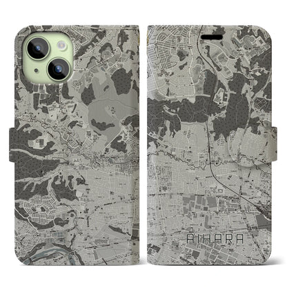 【相原（東京都）】地図柄iPhoneケース（手帳タイプ）モノトーン・iPhone 15 用