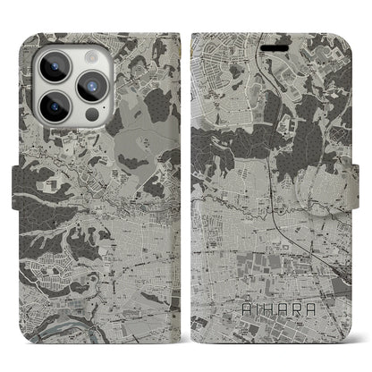 【相原（東京都）】地図柄iPhoneケース（手帳タイプ）モノトーン・iPhone 15 Pro 用