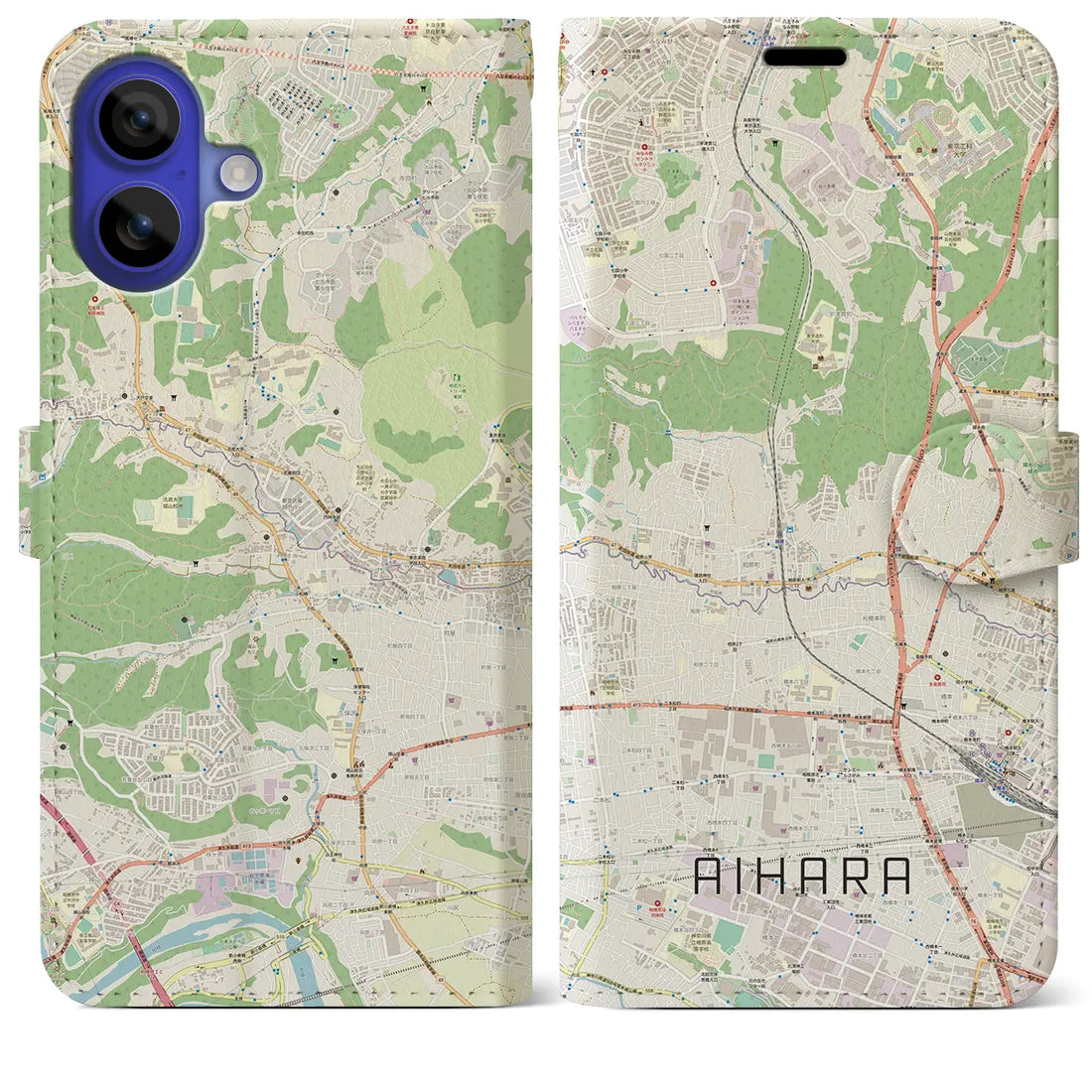 【相原(東京都)】地図柄iPhoneケース(手帳タイプ)ナチュラル・iPhone 16 Pro Max 用