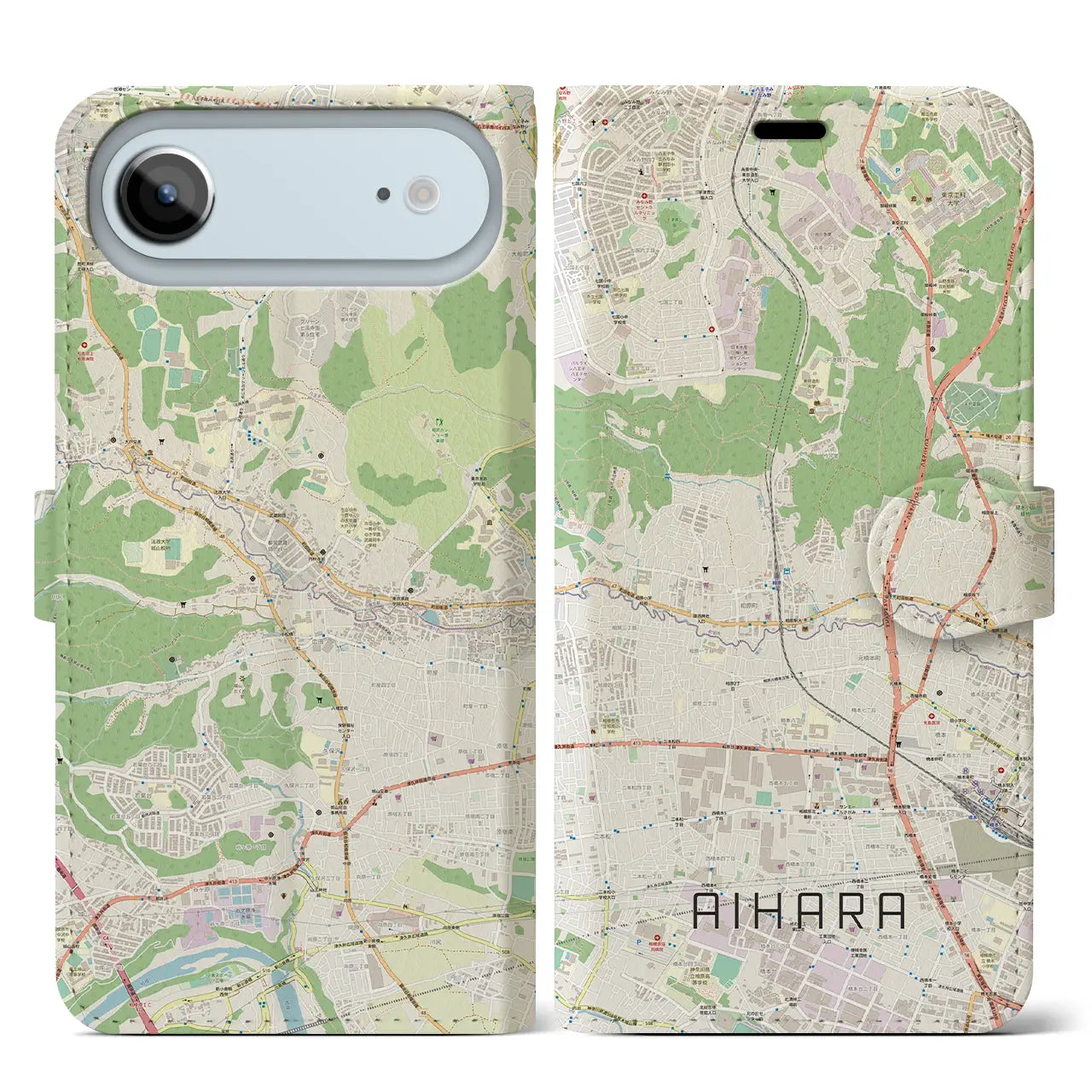 【相原（東京都）】地図柄iPhoneケース（手帳タイプ）