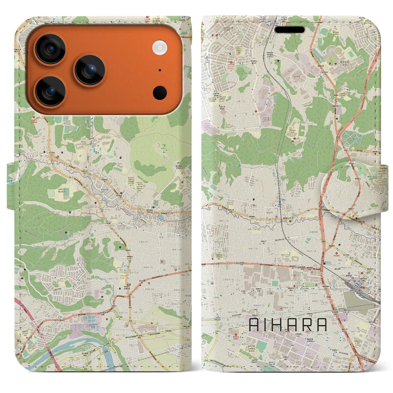 【相原（東京都）】地図柄iPhoneケース（手帳タイプ）