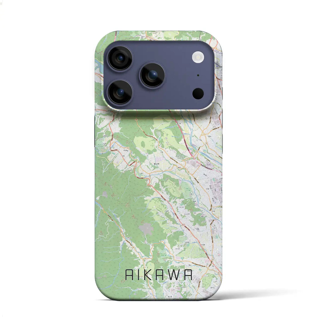 【愛川(神奈川県)】地図柄iPhoneケース(バックカバータイプ)ブラック・iPhone 17 Pro Max 用