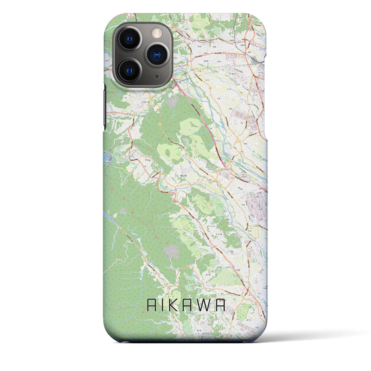 【愛川（神奈川県）】地図柄iPhoneケース（バックカバータイプ）