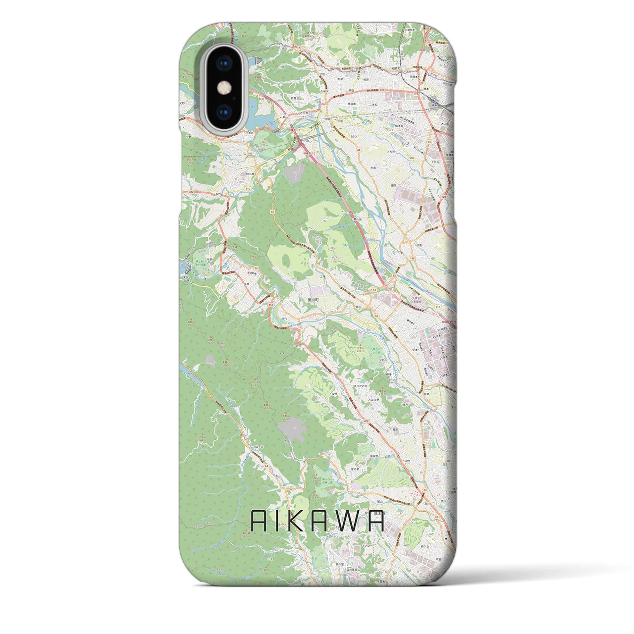 【愛川（神奈川県）】地図柄iPhoneケース（バックカバータイプ）