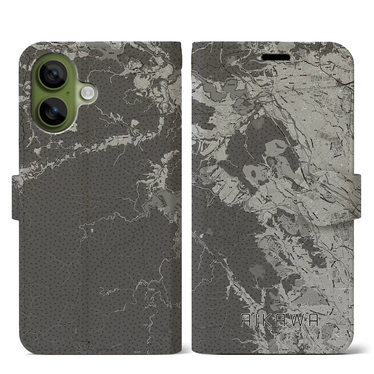 【愛川（神奈川県）】地図柄iPhoneケース（手帳タイプ）