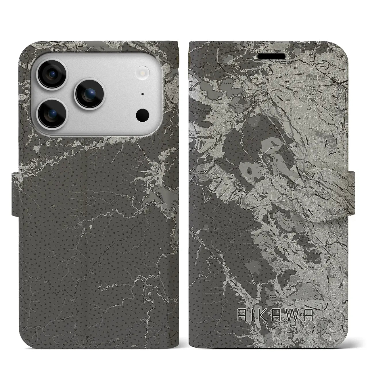 【愛川（神奈川県）】地図柄iPhoneケース（手帳タイプ）