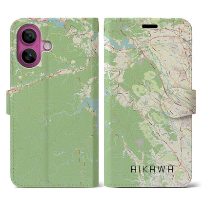 【愛川（神奈川県）】地図柄iPhoneケース（手帳タイプ）ナチュラル・iPhone 16 Pro 用