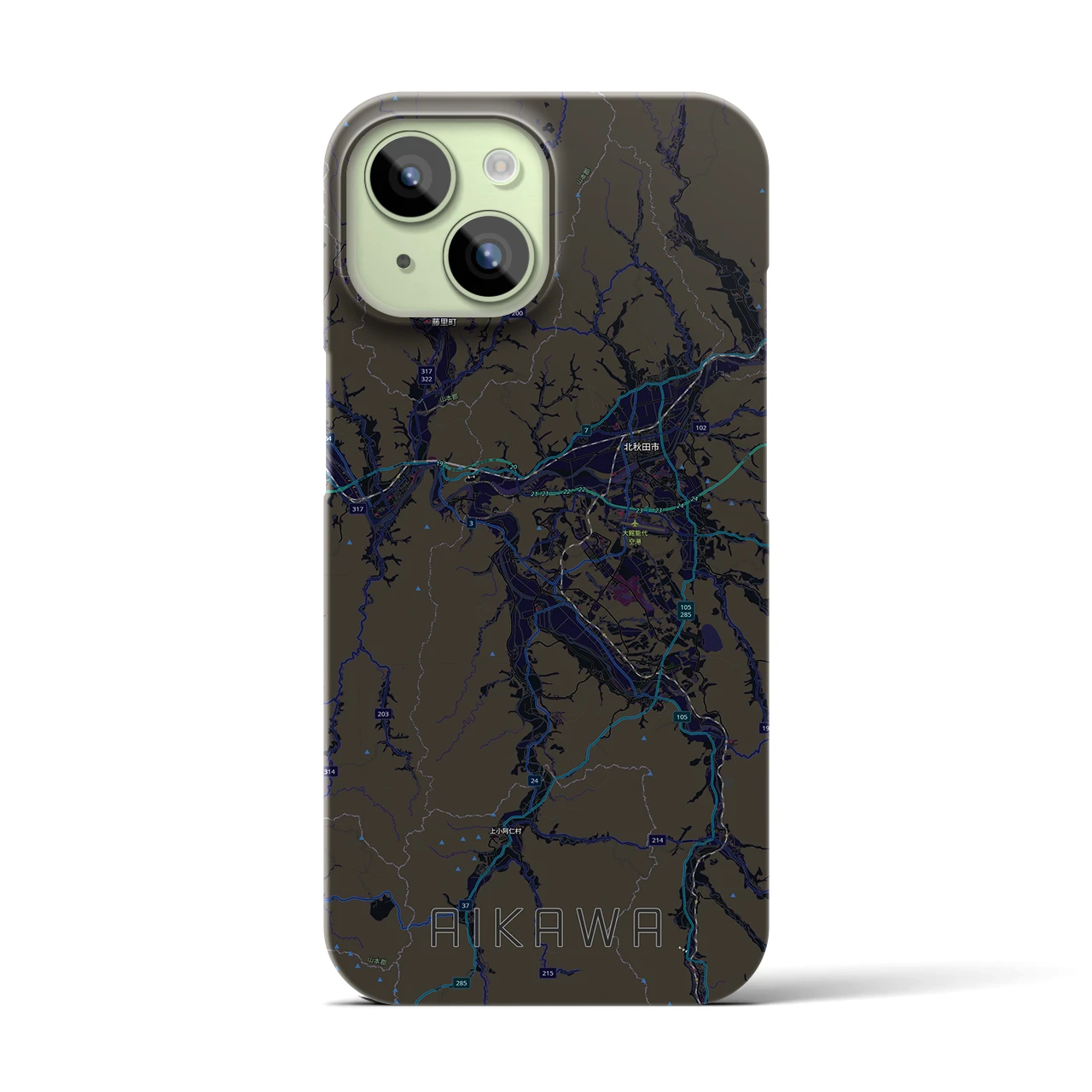 【合川（秋田県）】地図柄iPhoneケース（バックカバータイプ）