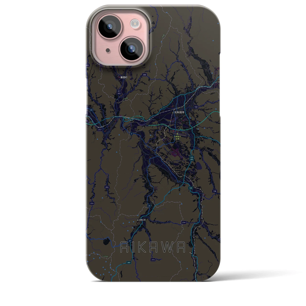 【合川（秋田県）】地図柄iPhoneケース（バックカバータイプ）