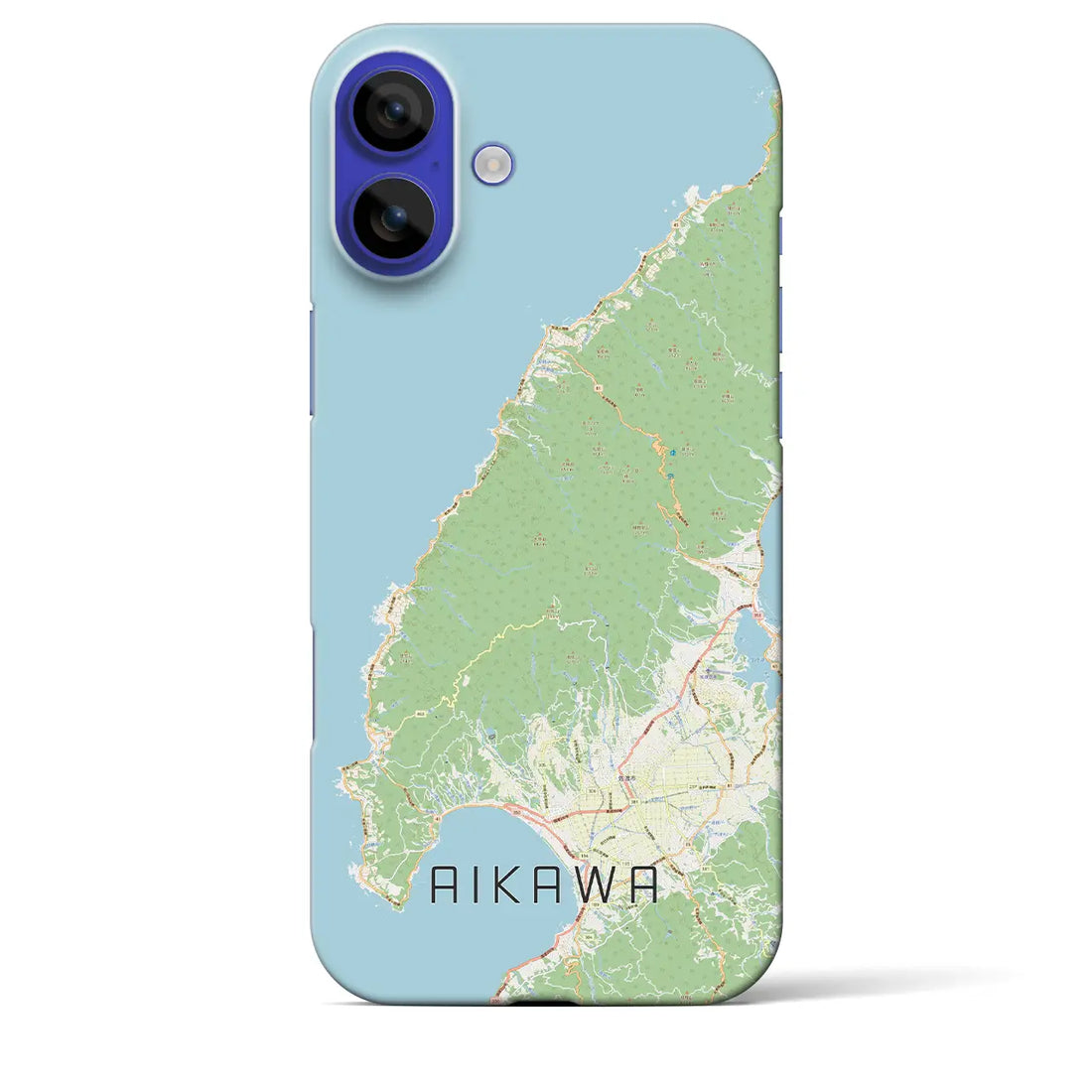 【相川（新潟県）】地図柄iPhoneケース（バックカバータイプ）ブラック・iPhone 16 Pro Max 用