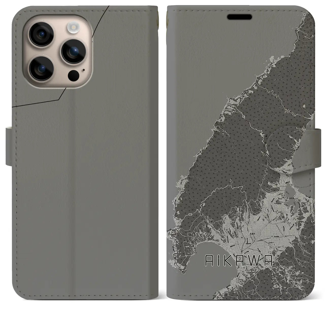 【相川（新潟県）】地図柄iPhoneケース（手帳タイプ）