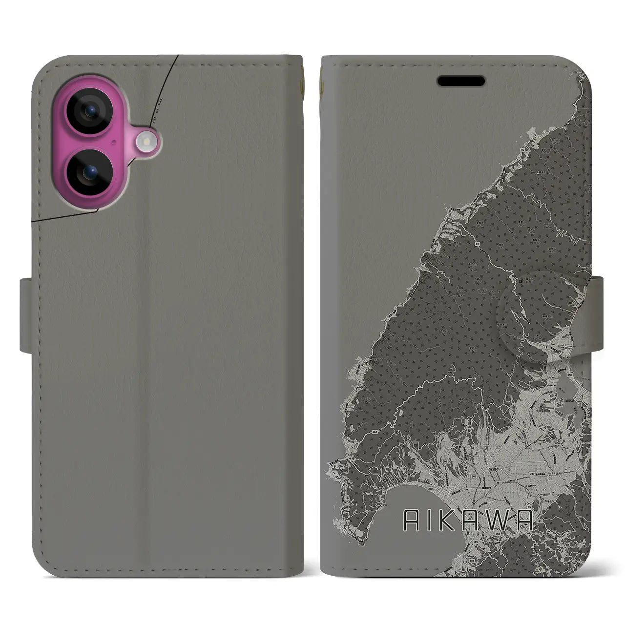 【相川（新潟県）】地図柄iPhoneケース（手帳タイプ）